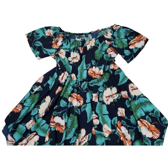 Bloom Chic ~Woman Plus Size 22~ Blue/Orange Floral Print Flare Dress Unlined. - Picture 4 of 12